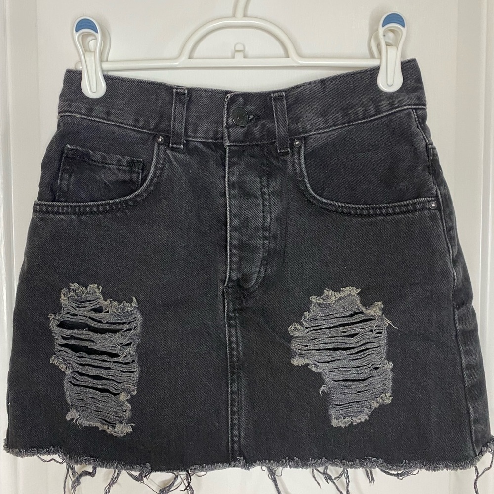 Black Jean skirt with rips!